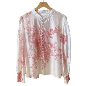 NEW Bailey 44 pink floral toile puff sleeve top size XL extra large